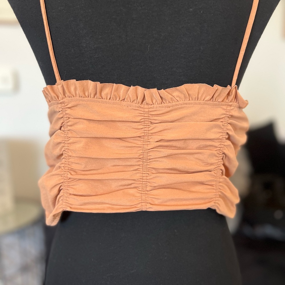 Zara Ruffled Brown Camisole - Picture 2 of 3